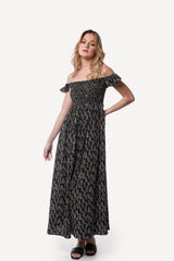 2243006- Off Shoulder Maxi Dress - Montania Shop