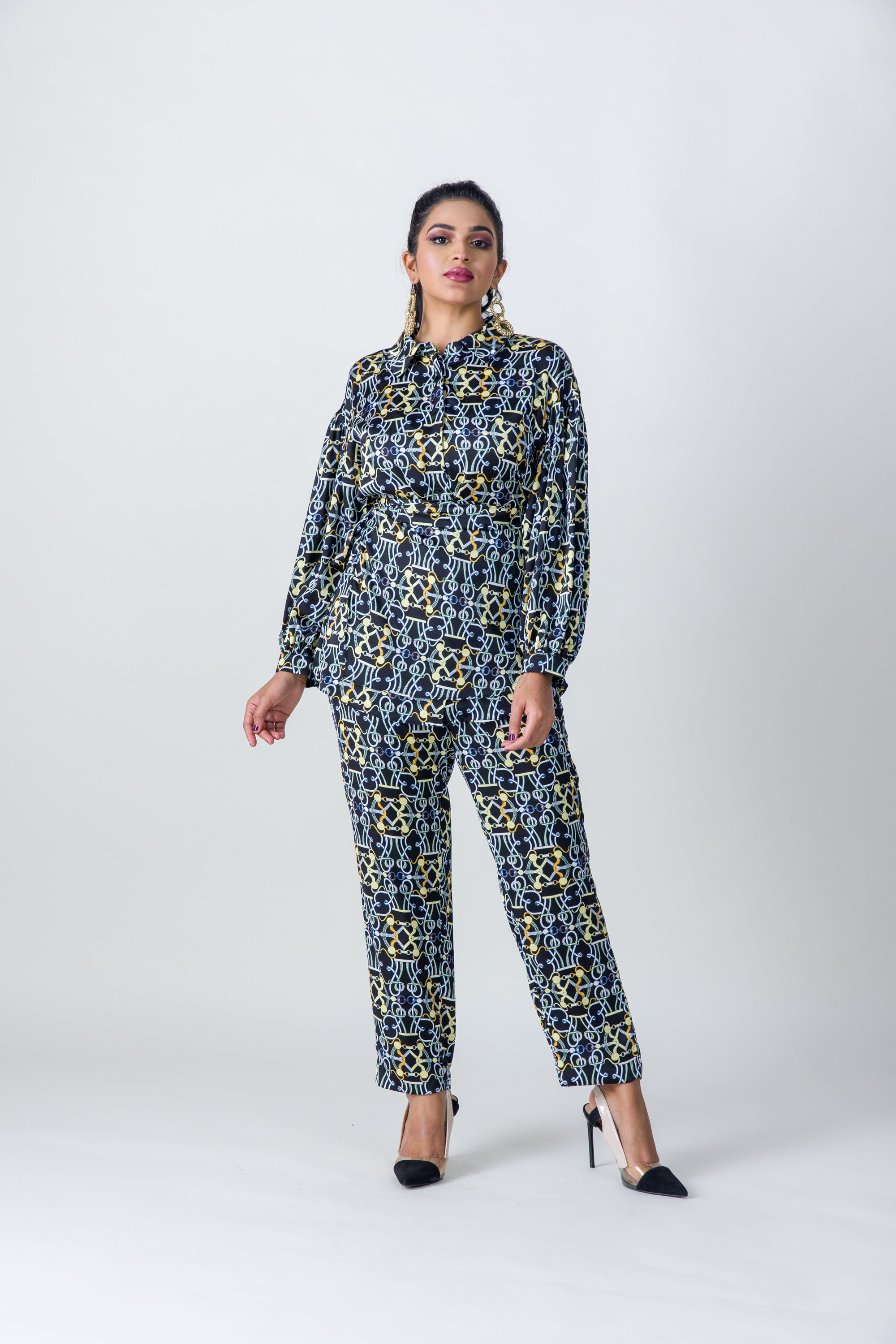 2304004- Linen Printed Pants - Montania Shop