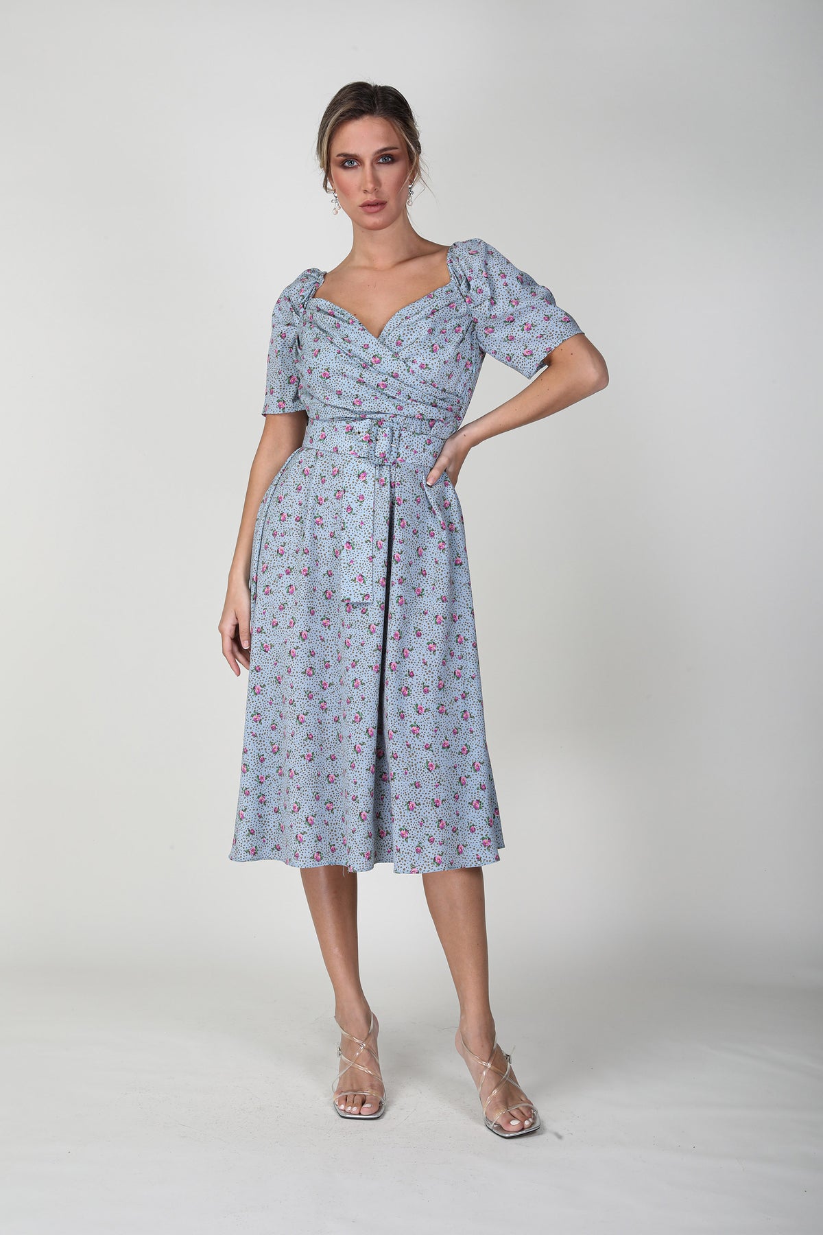 2306011- Smoke chambray Dress - Montania Shop