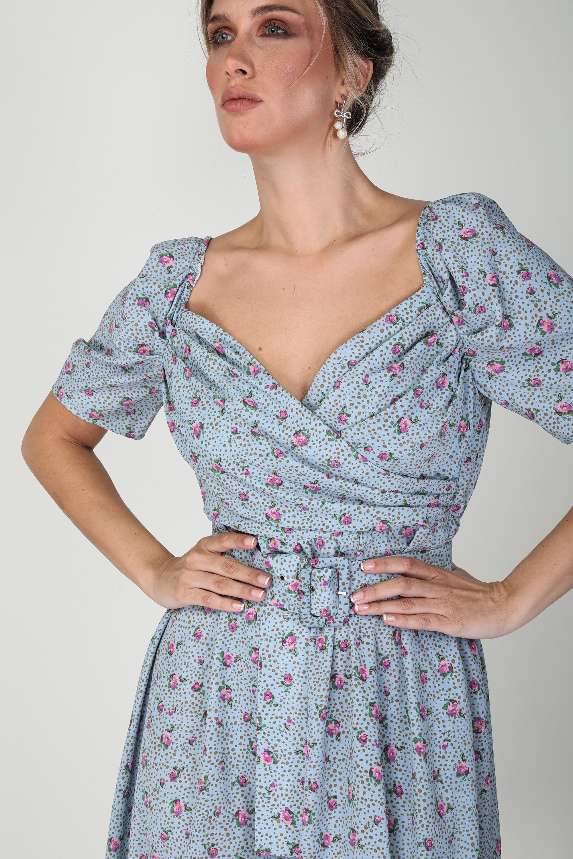 2306011- Smoke chambray Dress - Montania Shop