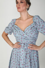 2306011- Smoke chambray Dress - Montania Shop