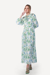 2343003- Floral Print Maxi Dress - Montania Shop