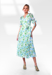 2306006-  Floral Print Wrap Dress - Montania Shop